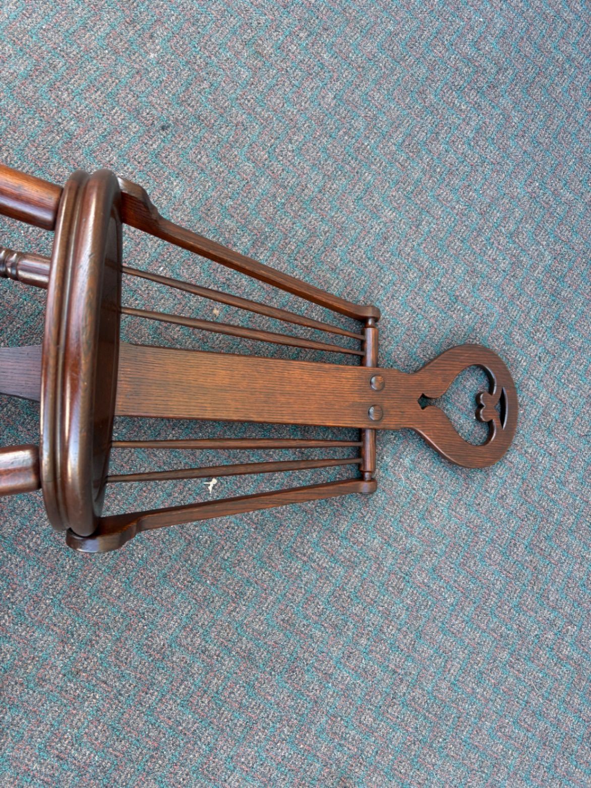 67412  Victorian Hunzinger Style Oak Side Chair with Heart Back