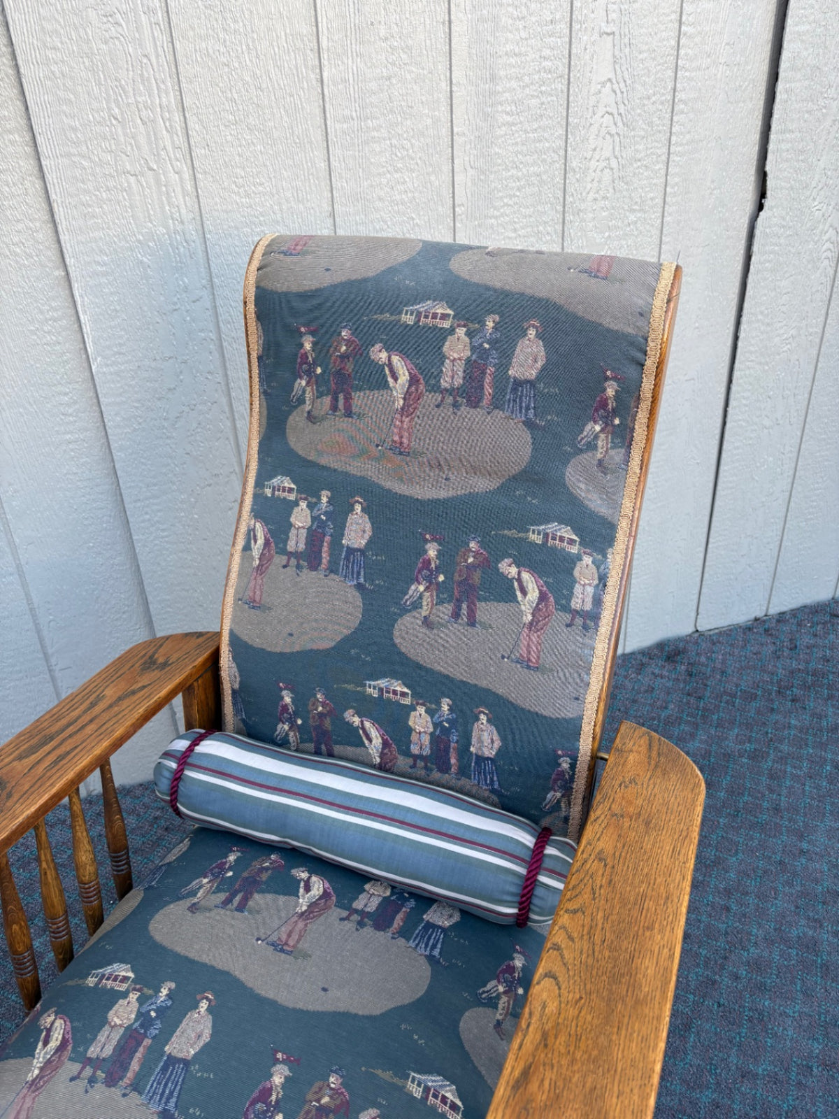 68235 Victorian Oak Morris Rocking Chair with Lion Carvings