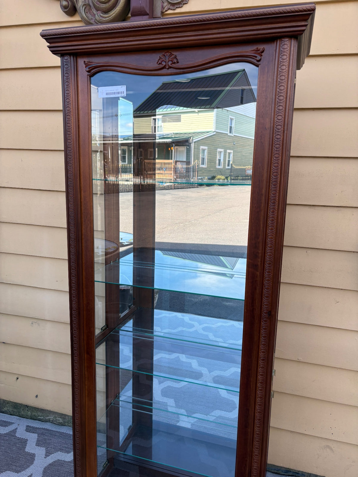 68206 Pulaski Traditional Cherry Side Loading Curio Cabinet with Glass Shelves