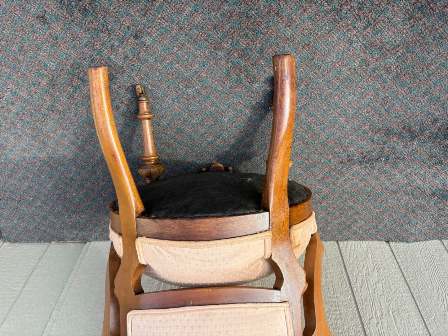 67455  Victorian Carved Walnut Parlor Chair with Pink Upholstery