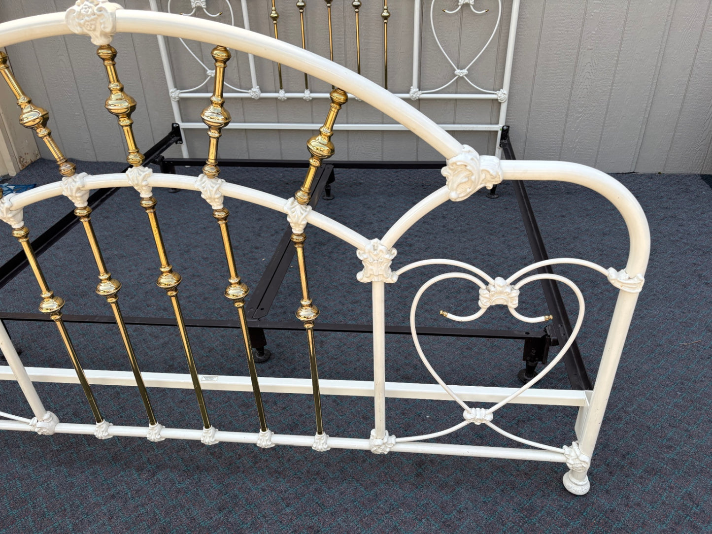 Elegant King Size Brass and Iron Bed Frame by Elliott Designs