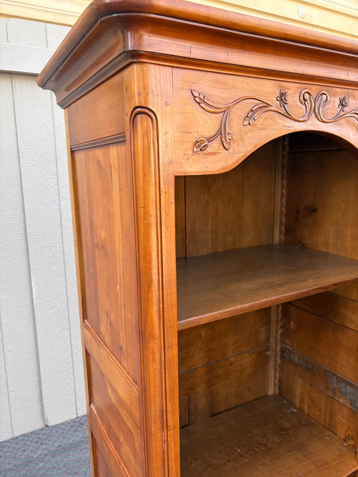 68127  Antique French Louis XV Style Carved Walnut Wardrobe Armoire