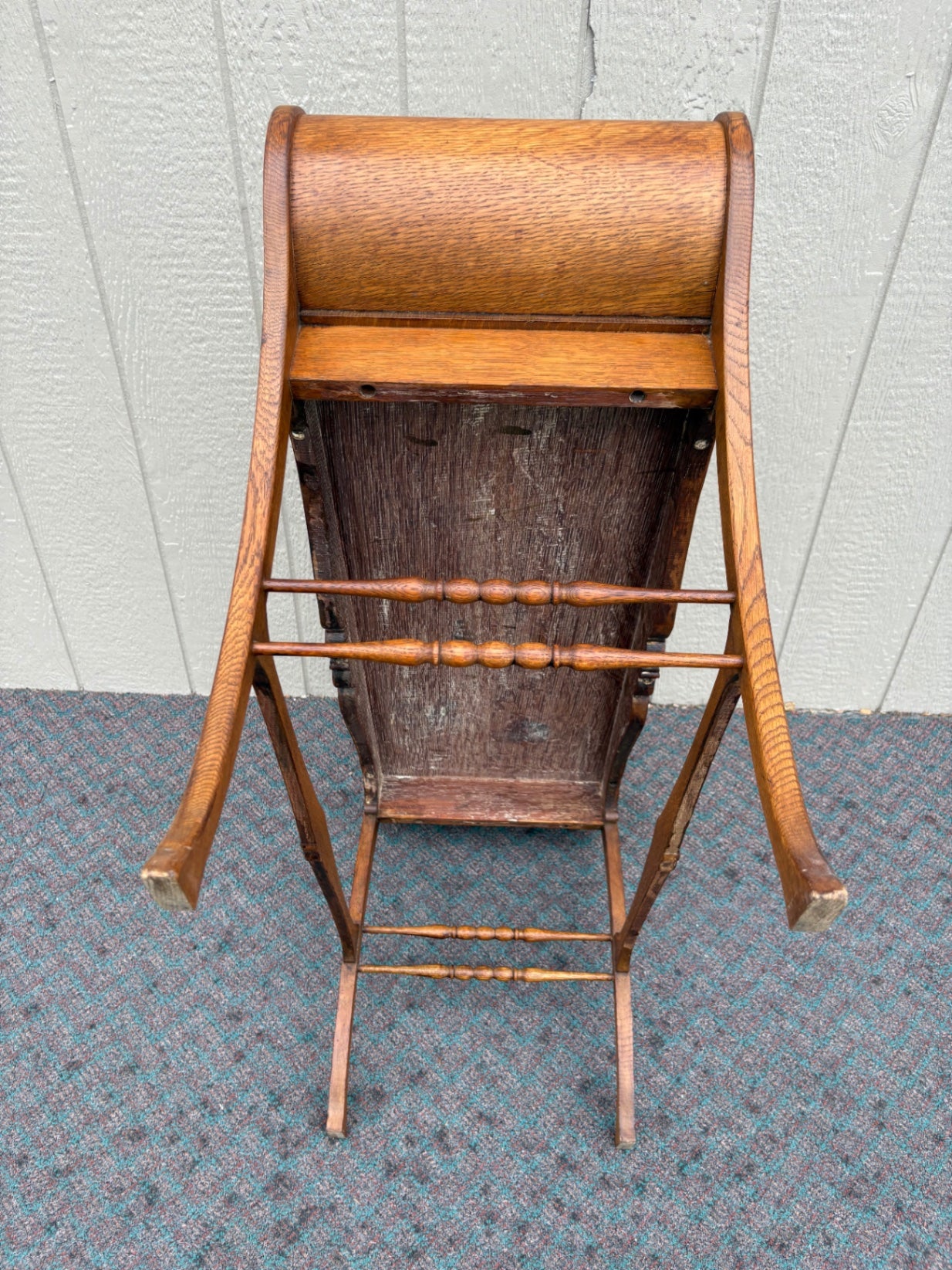 67946 Victorian Oak Window Bench with Carved Details
