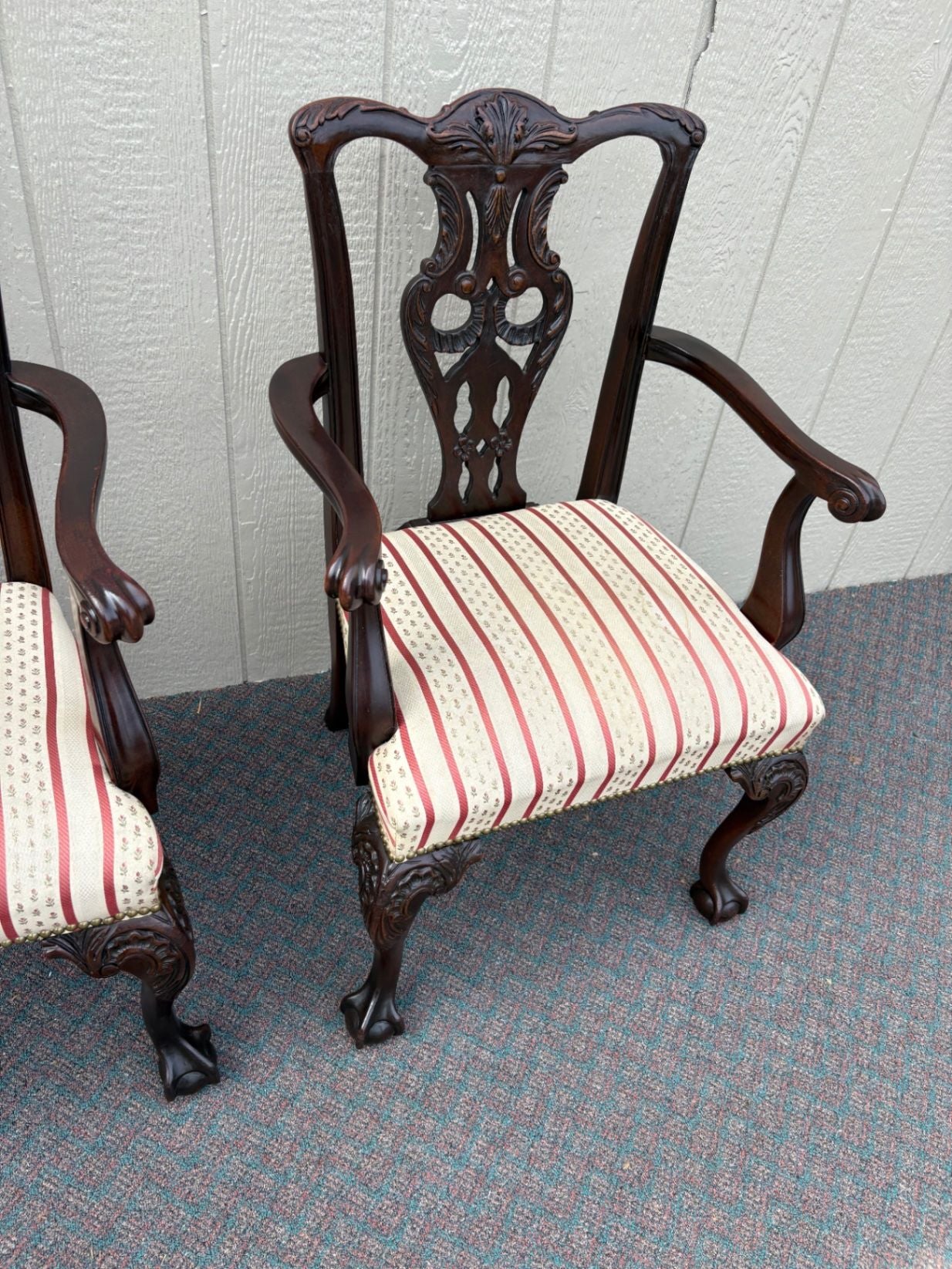 67495 Pair of Rway Chippendale Style Mahogany Armchairs
