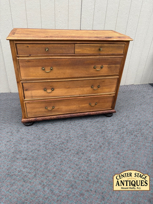 67924 Restoration Hardware Wooden Dresser with Carved Base, 5 Drawers
