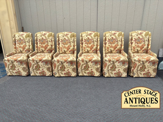 68124  Set of 6 Highland House Upholstered Dining Chairs, Floral Pattern
