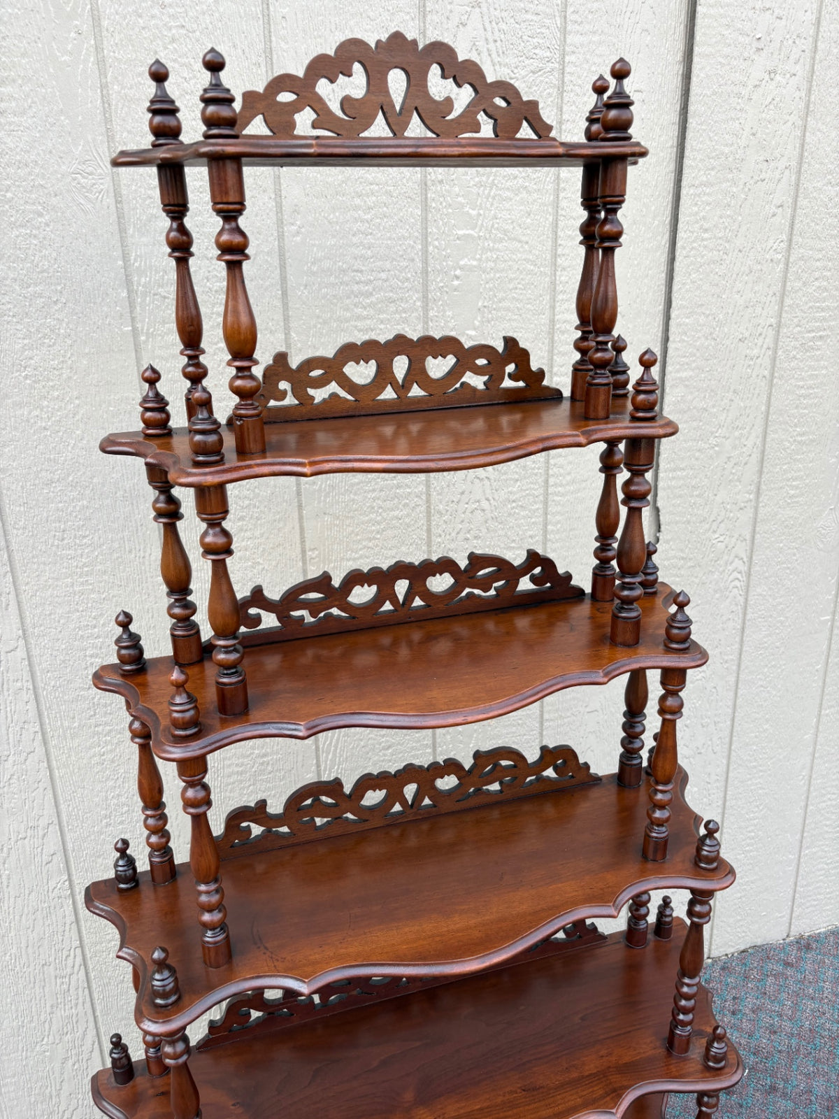 68063 Victorian Five-Tier Etagere Bookcase with Ornate Carvings