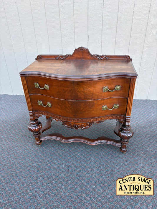 67514 Antique Victorian Walnut  Server with Ornate Carvings