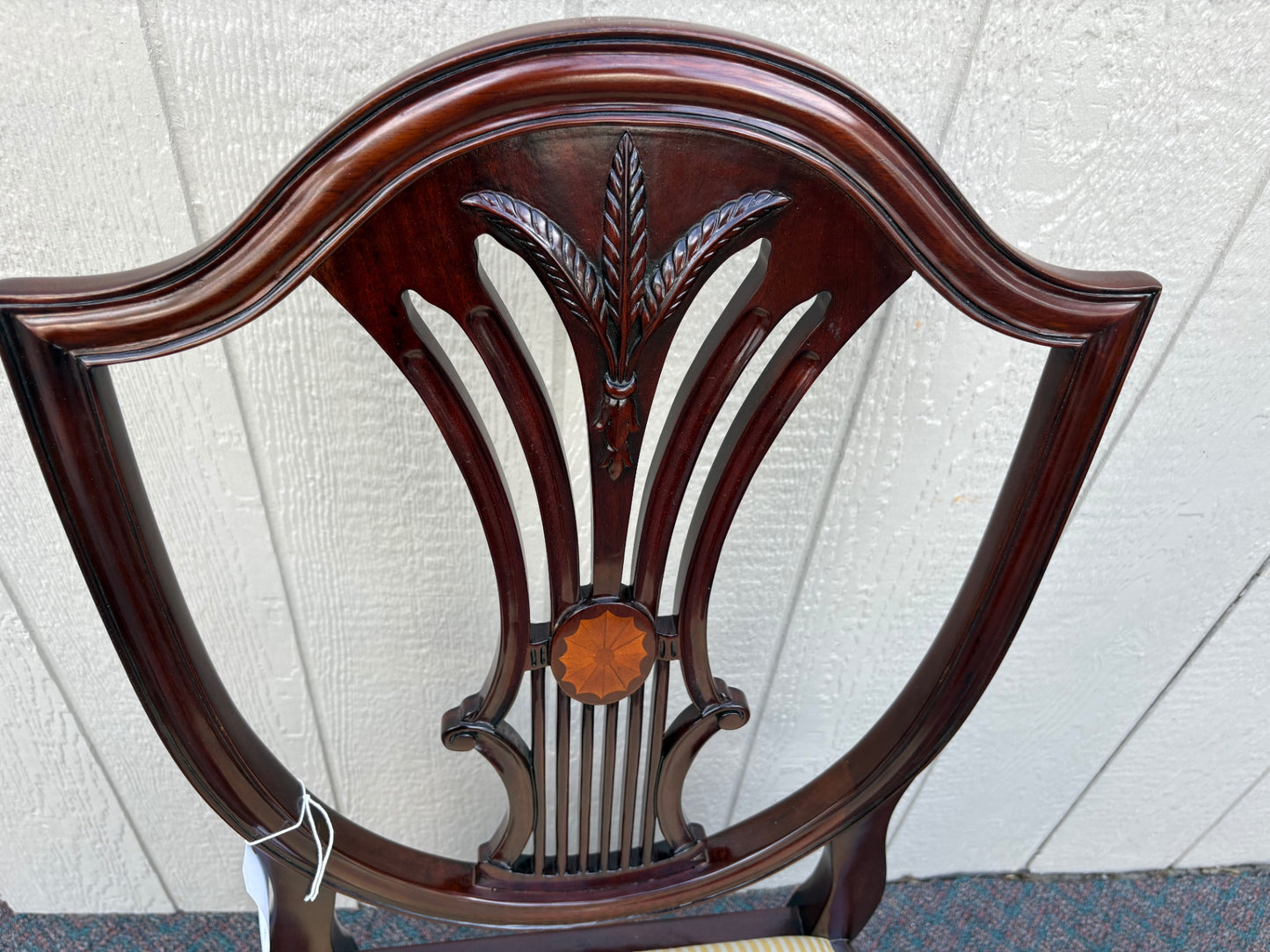 67638 Elegant Mahogany Inlaid Side Chair with Upholstered Seat