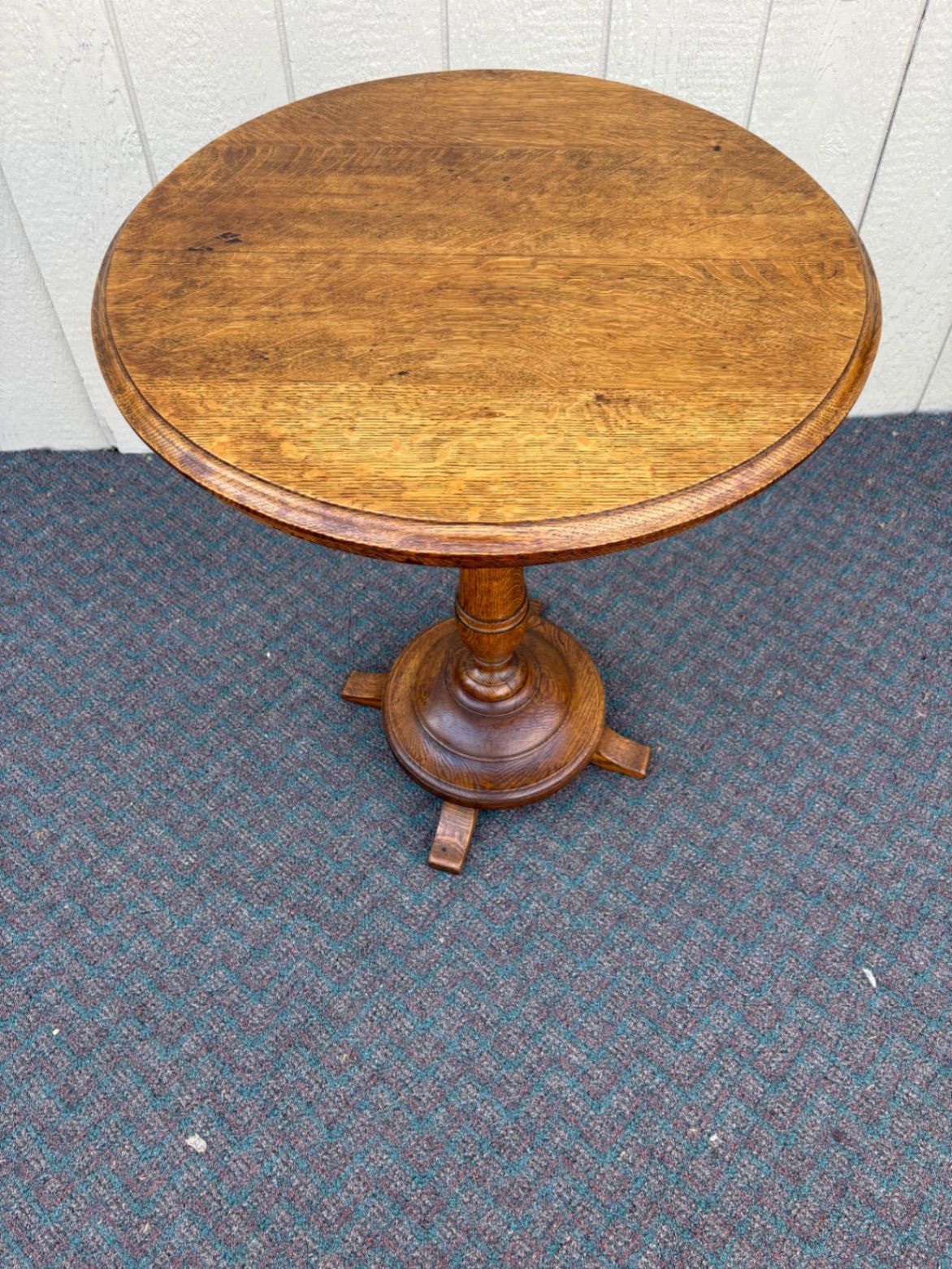 67691 Victorian Vintage Oak Pedestal Lamp Table with Turned Base