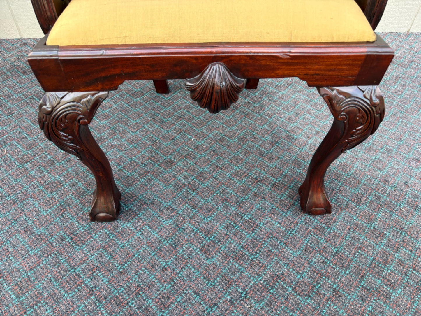 68129 Pair of Chippendale Style Mahogany Armchairs with Carved Details