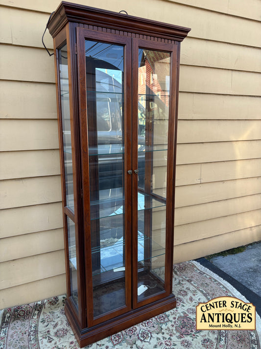 67787 Elegant Glass Display Curio Cabinet with Mahogany Finish