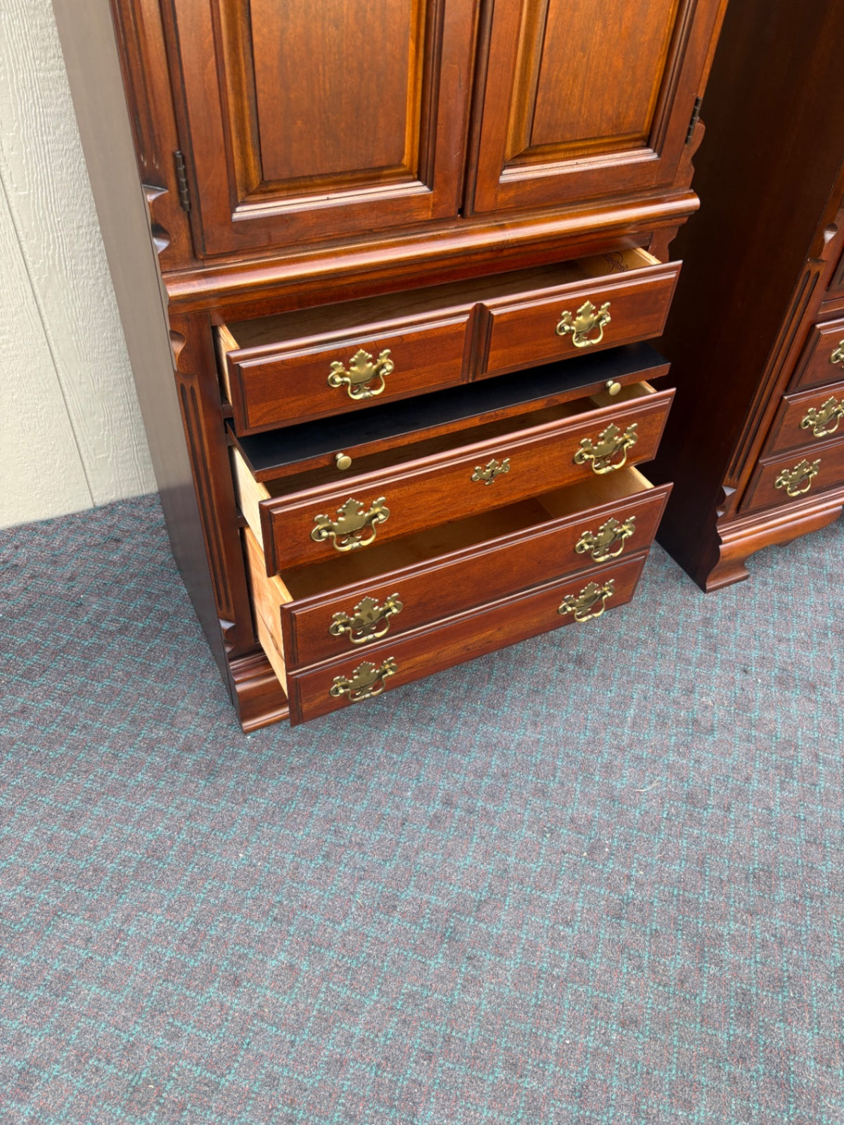 68215 Pair of Lexington Traditional Cherry Wood Bookcase Cabinets