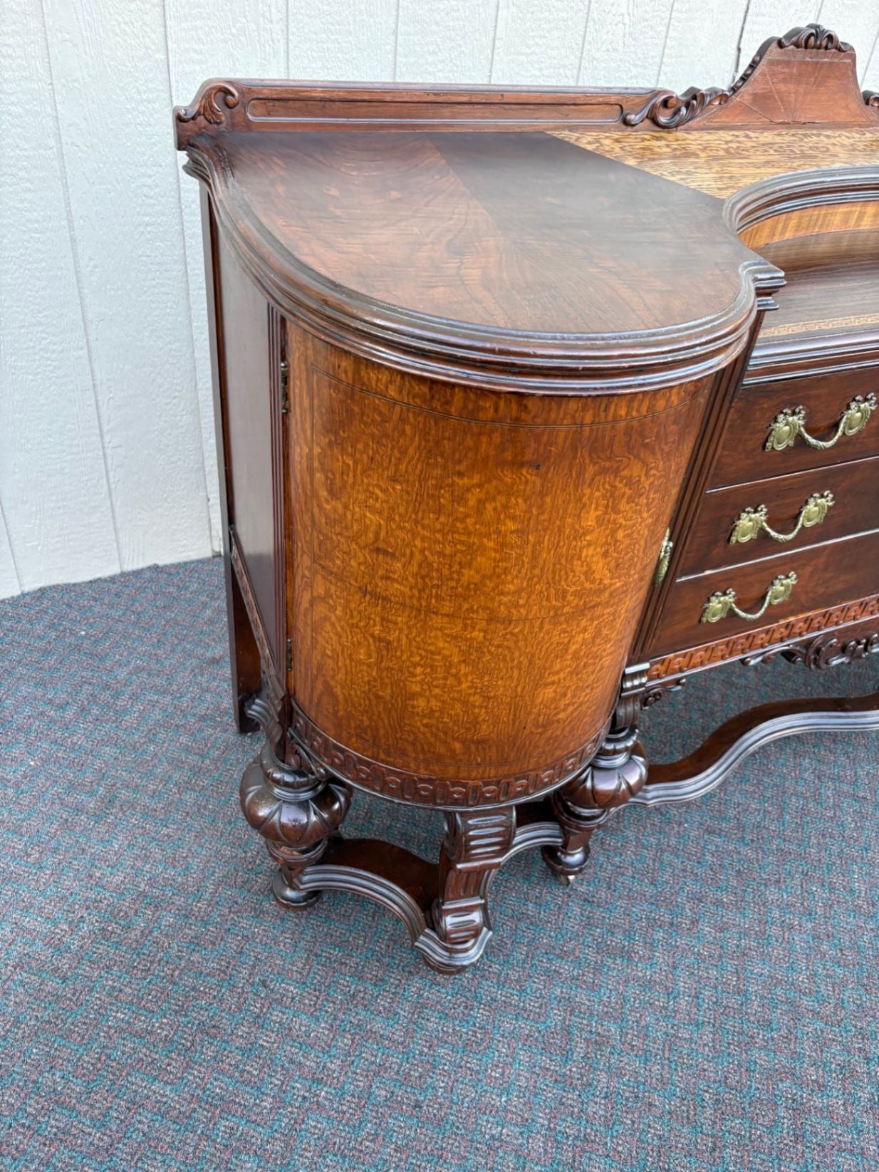 67513  Antique Victorian Sideboard Buffet with Ornate Carved Mahogany