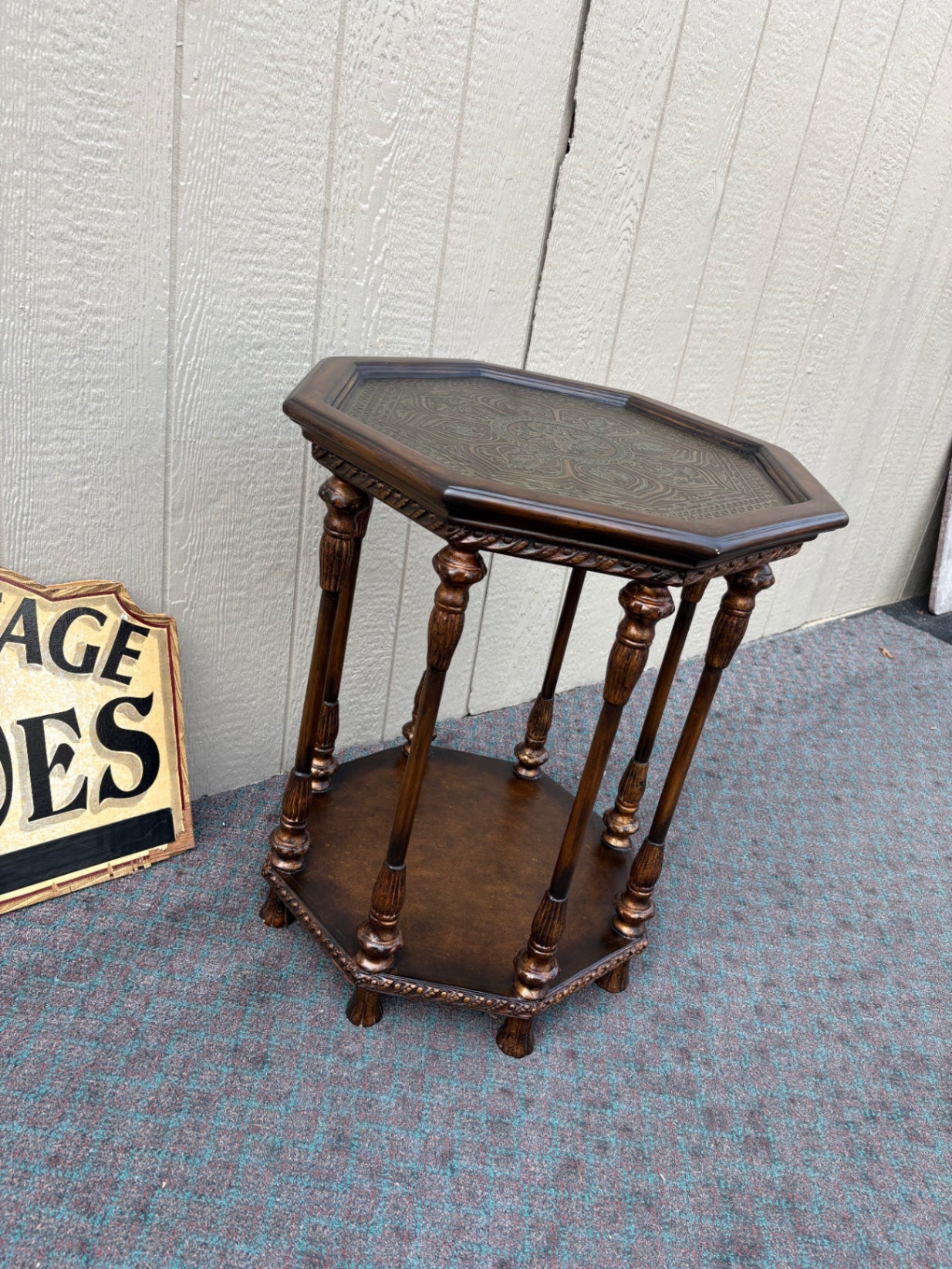 68033  Pulaski Octagonal Accent Table with Intricate Inlaid Top
