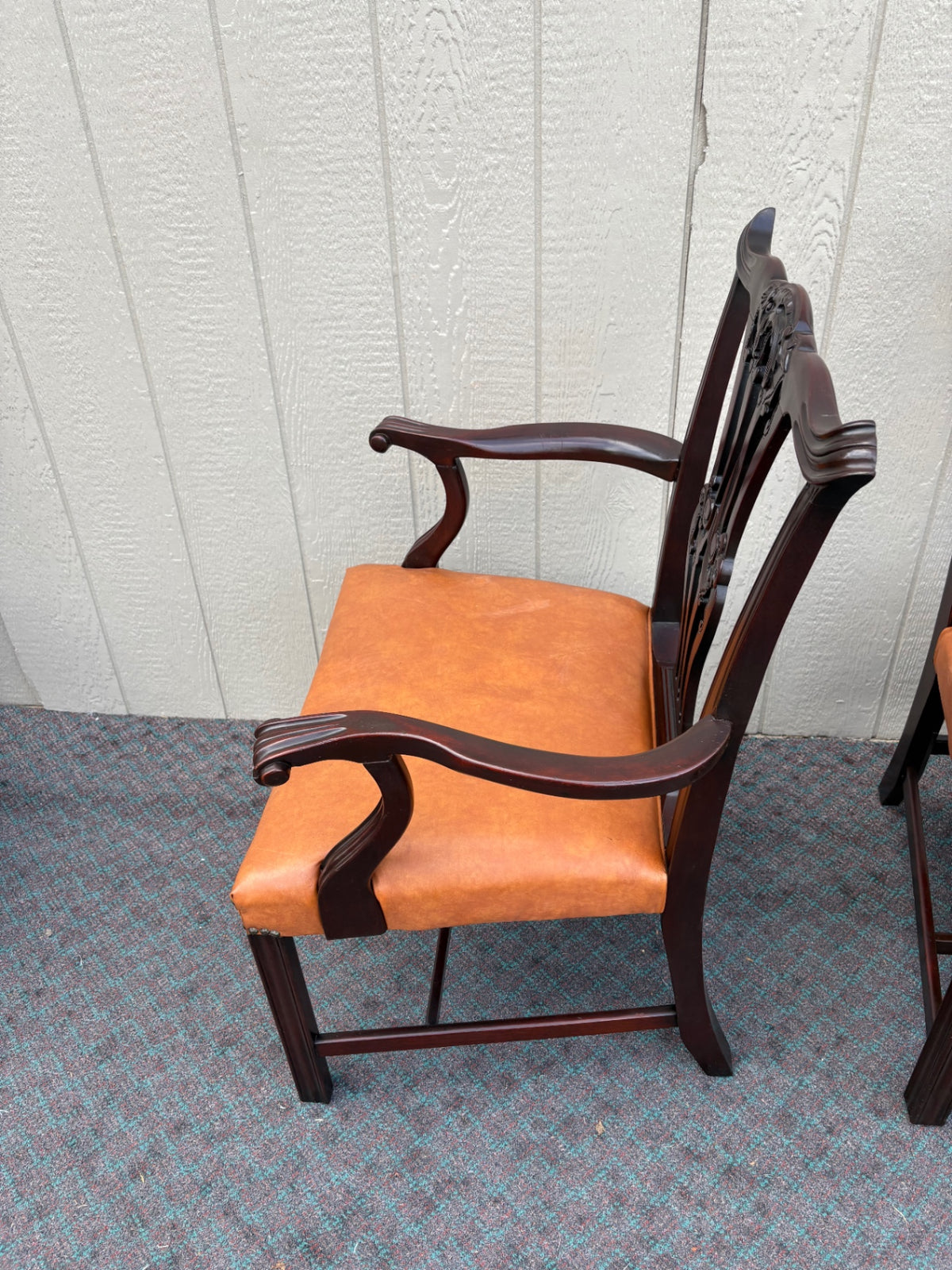 66988  Set of 6 Charak Dining Chairs, Chippendale Style, Mahogany