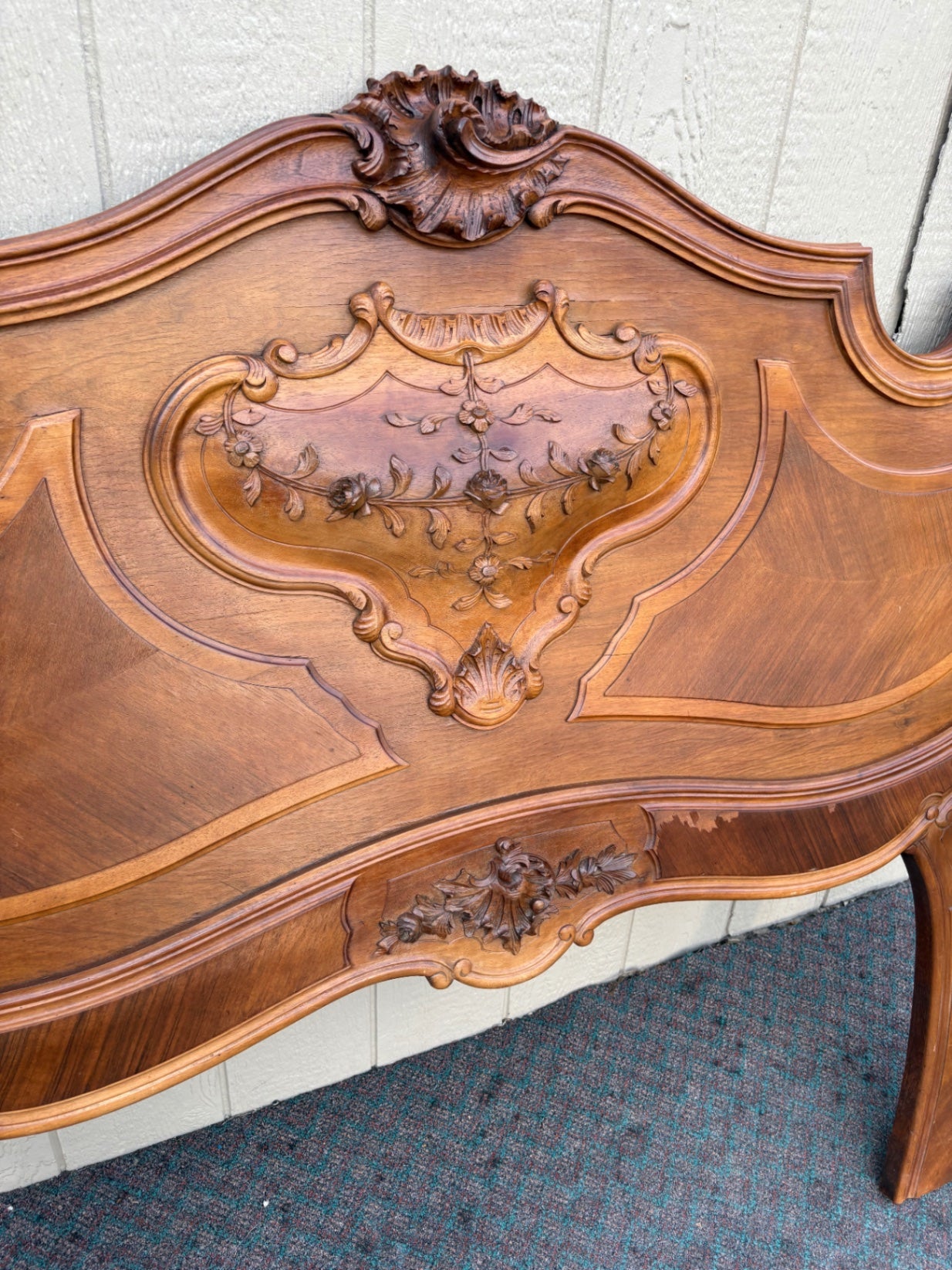 68018 Elegant French Rococo Full Size Headboard in Walnut