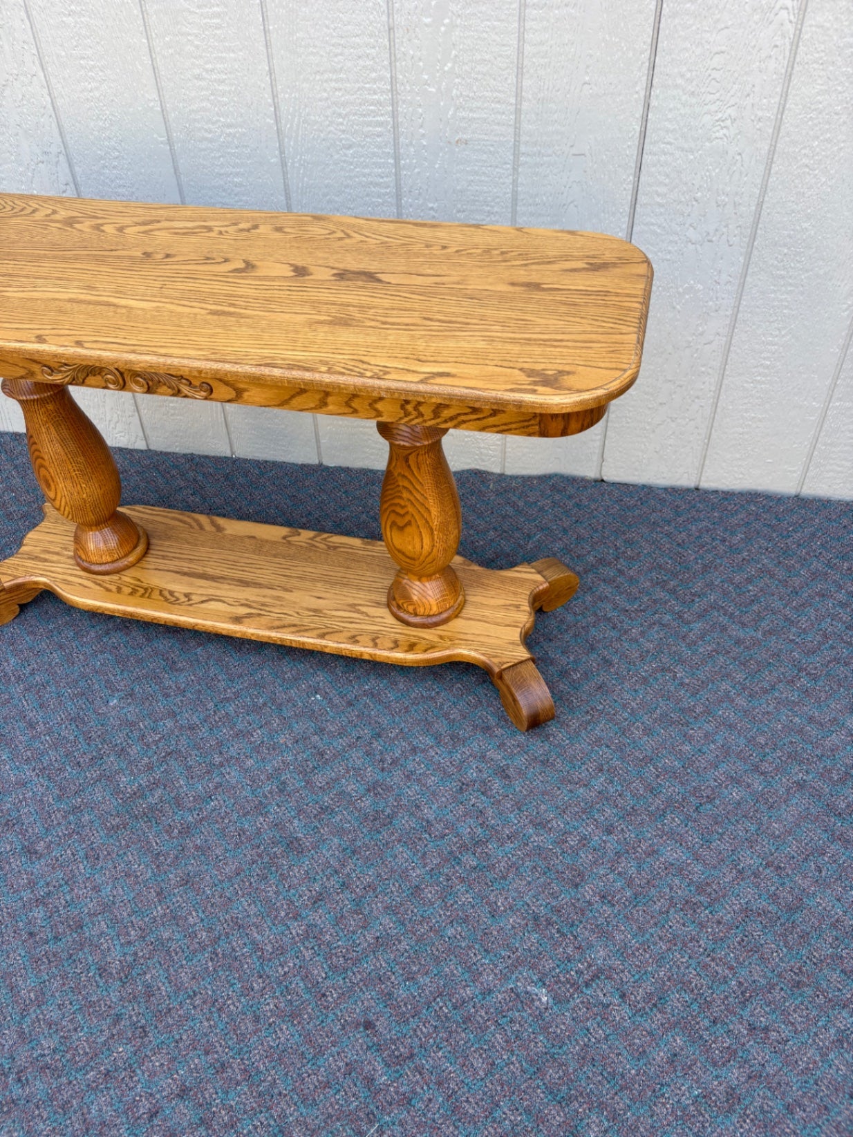 67874 Solid Oak Console Table with Turned Pedestal Legs by Heirloom