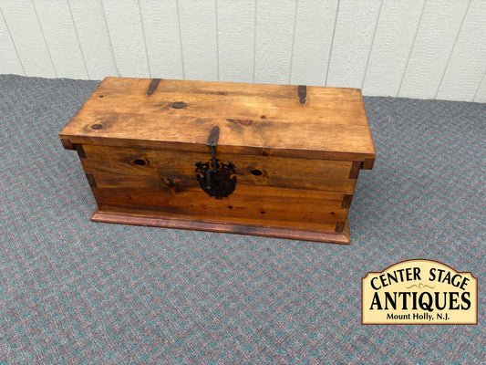 67664 Rustic Pine Trunk with Iron Hardware and Natural Finish