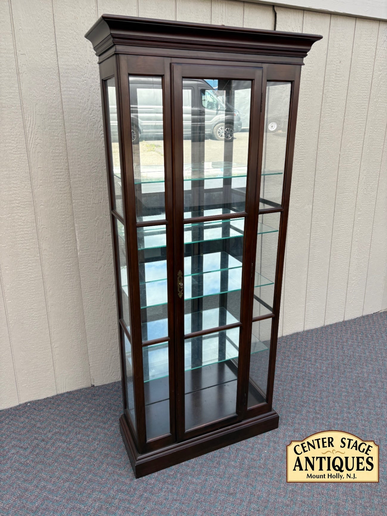 67827 Ethan Allen Lighted Curio Cabinet with Glass Shelves