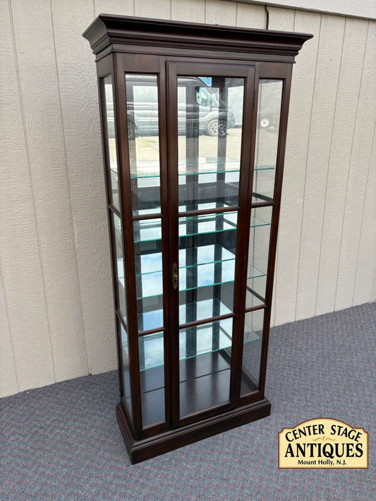 67827 Ethan Allen Lighted Curio Cabinet with Glass Shelves
