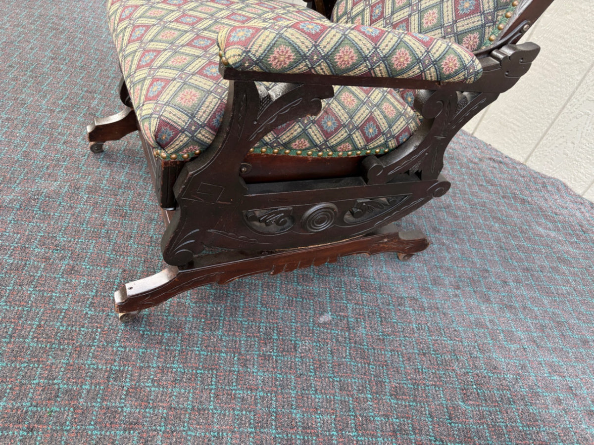 67119  Victorian Platform Rocking Chair with Footrest, Upholstered