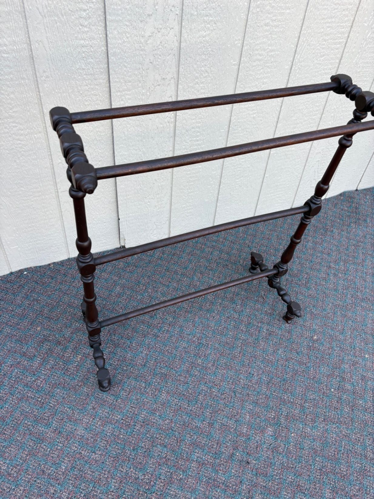 67653 Victorian Style Wooden Blanket Rack with Turned Spindles