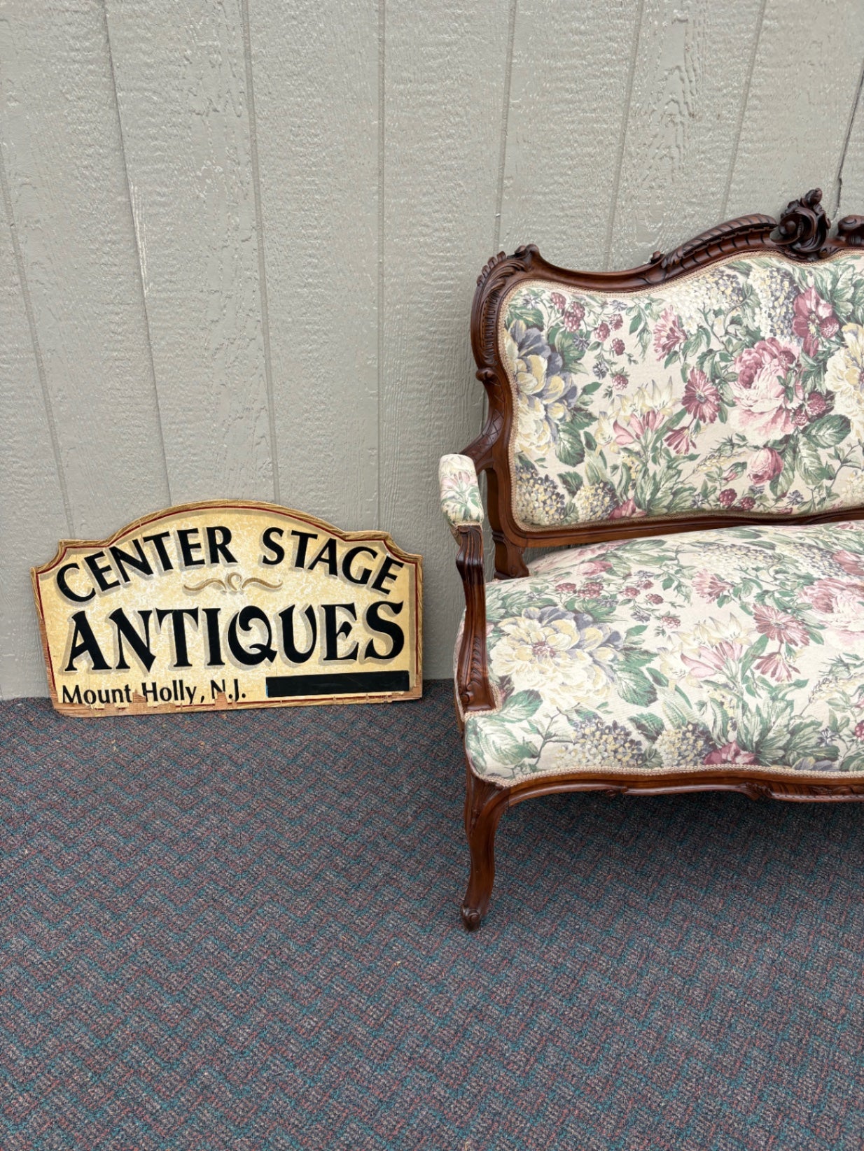 67710 Antique French Louis XV Style Loveseat with Floral Upholstery