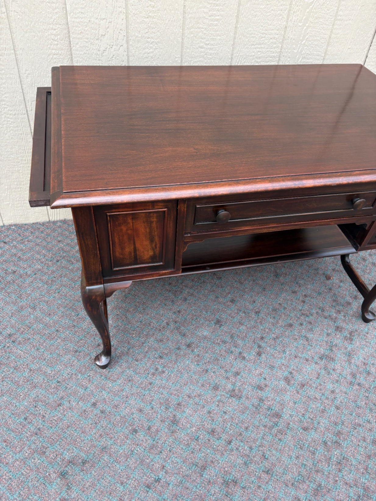 67994 RARE Vintage Auglaize Furniture Desk with Secret Side Panels, Mahogany