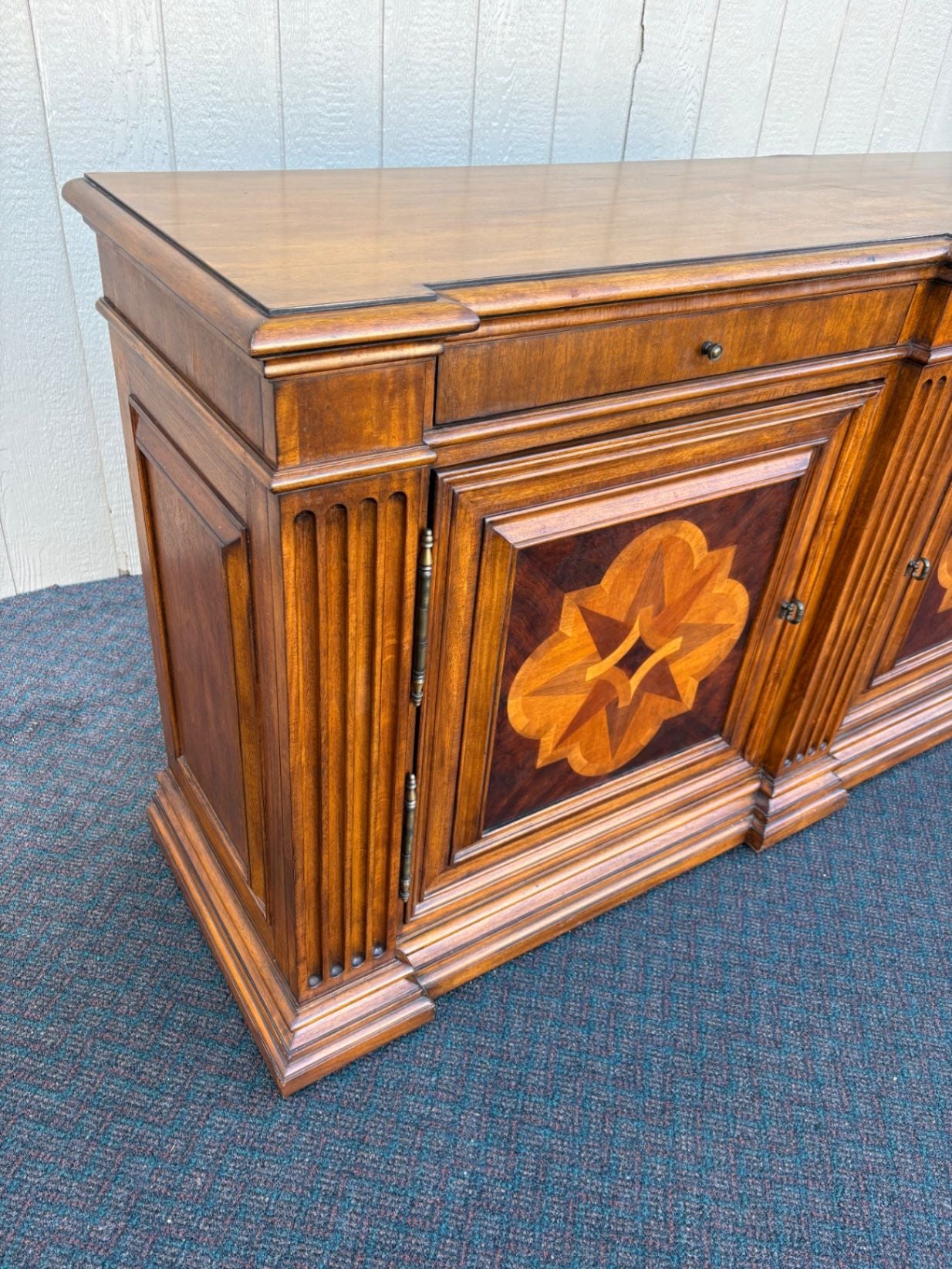 67471 Ethan Allen Marquetry Buffet with Star Inlay Design