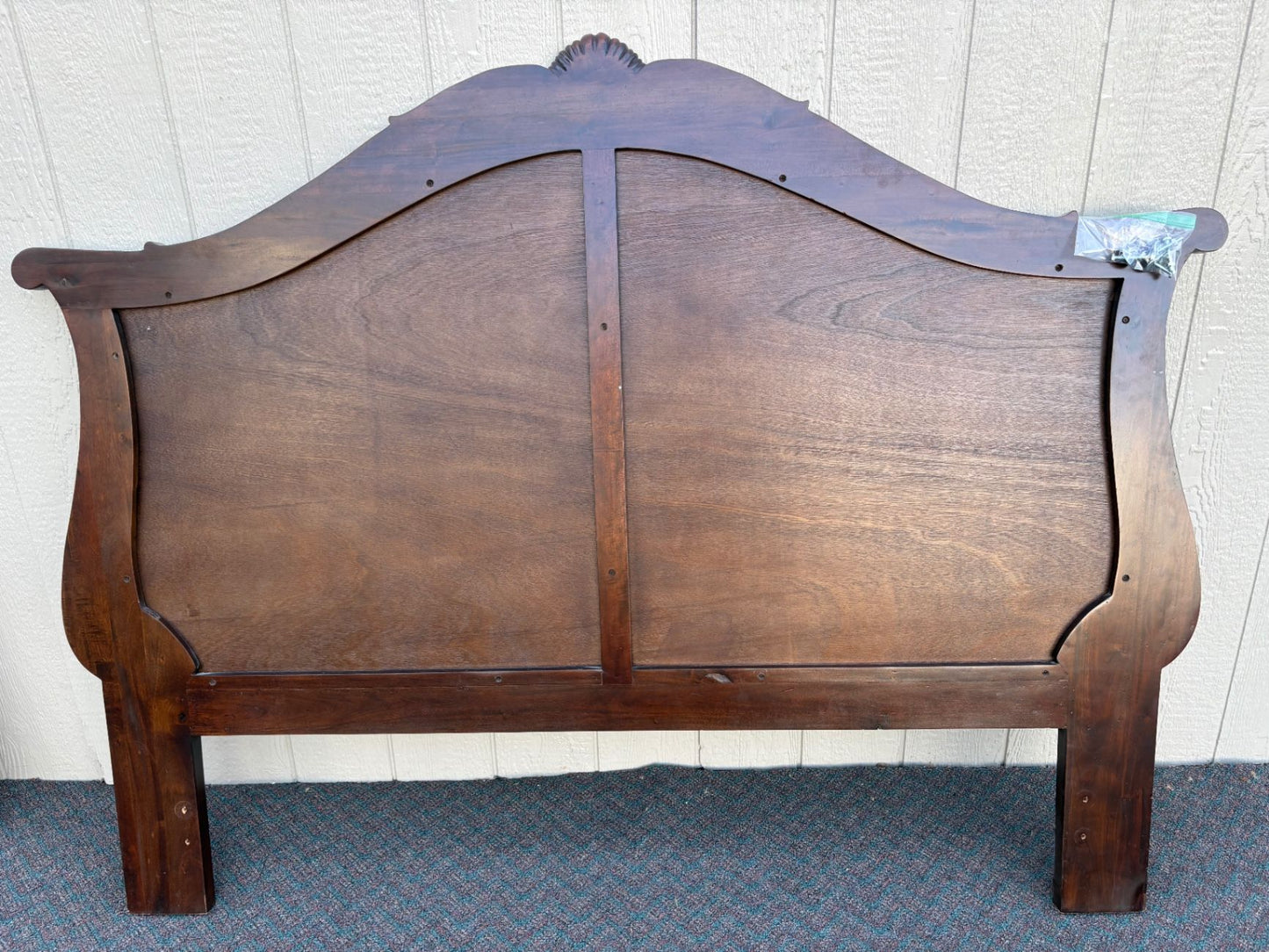 67810 Carved Queen Headboard with Woven Rattan Paneling