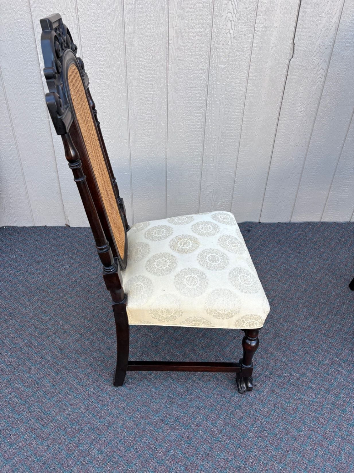 67620 Pair of Jacobean Revival Tall Back Chairs with Cane Inserts