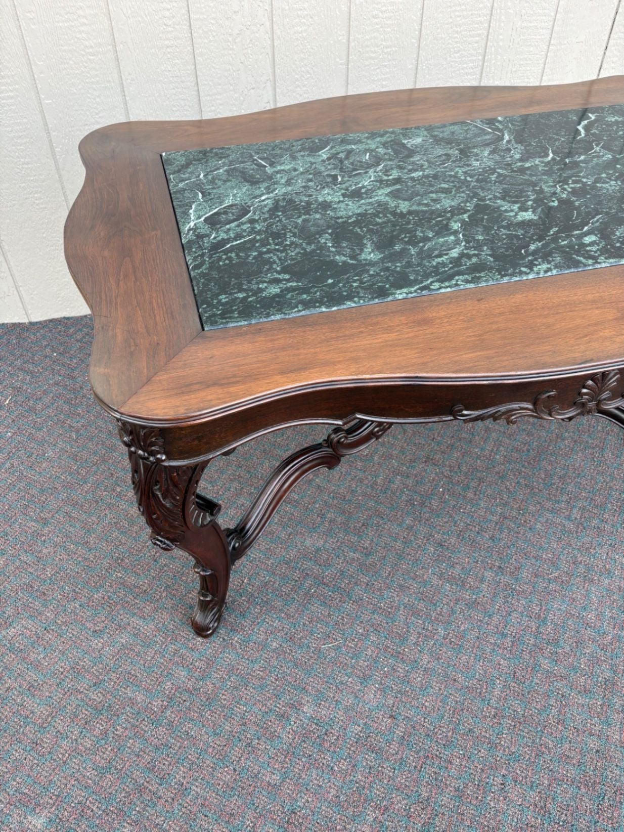 67418 Antique Victorian Mahogany and Marble Top Console  Table Desk