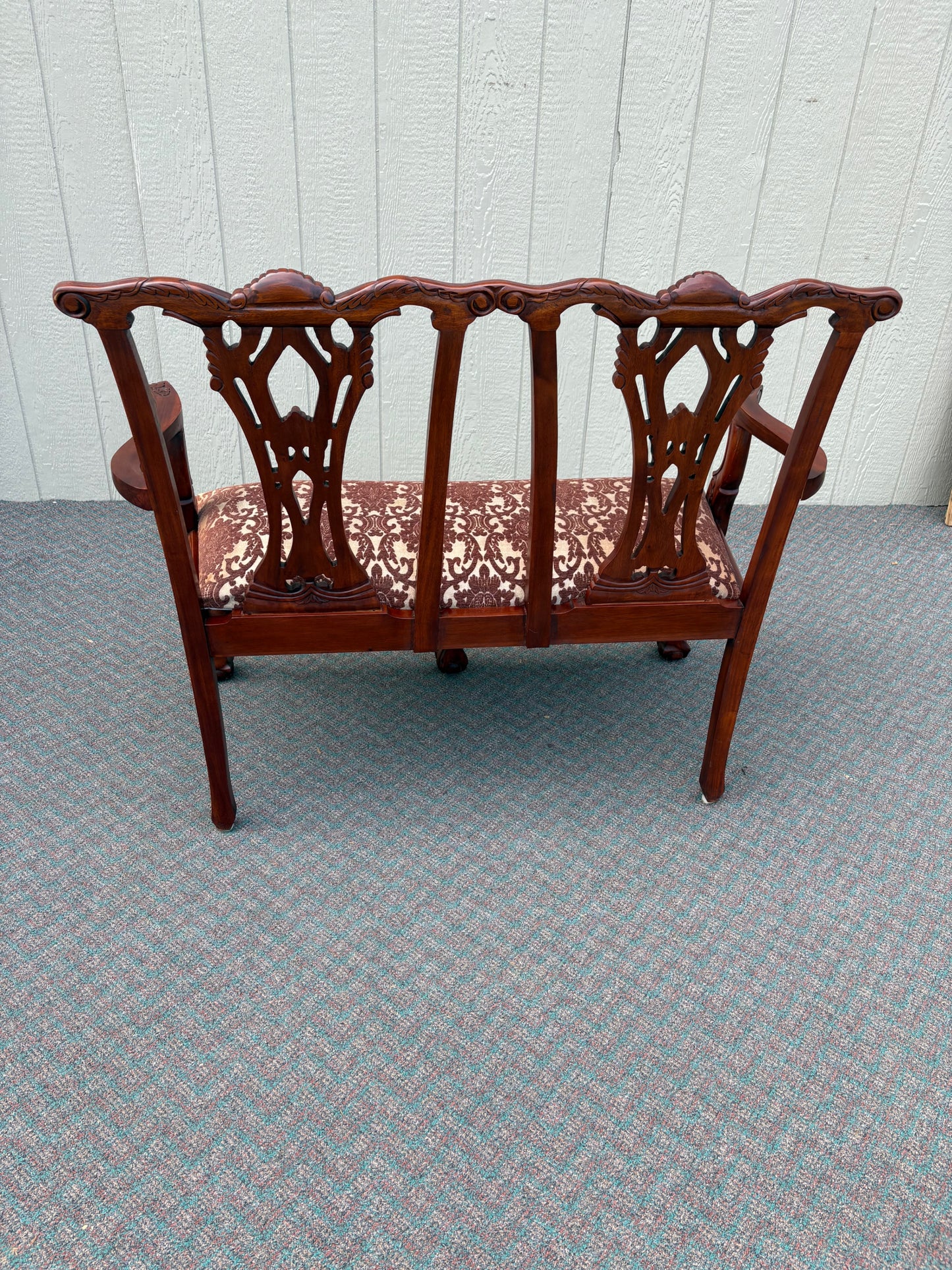 67716 Chippendale Style Mahogany Loveseat with Carved Details