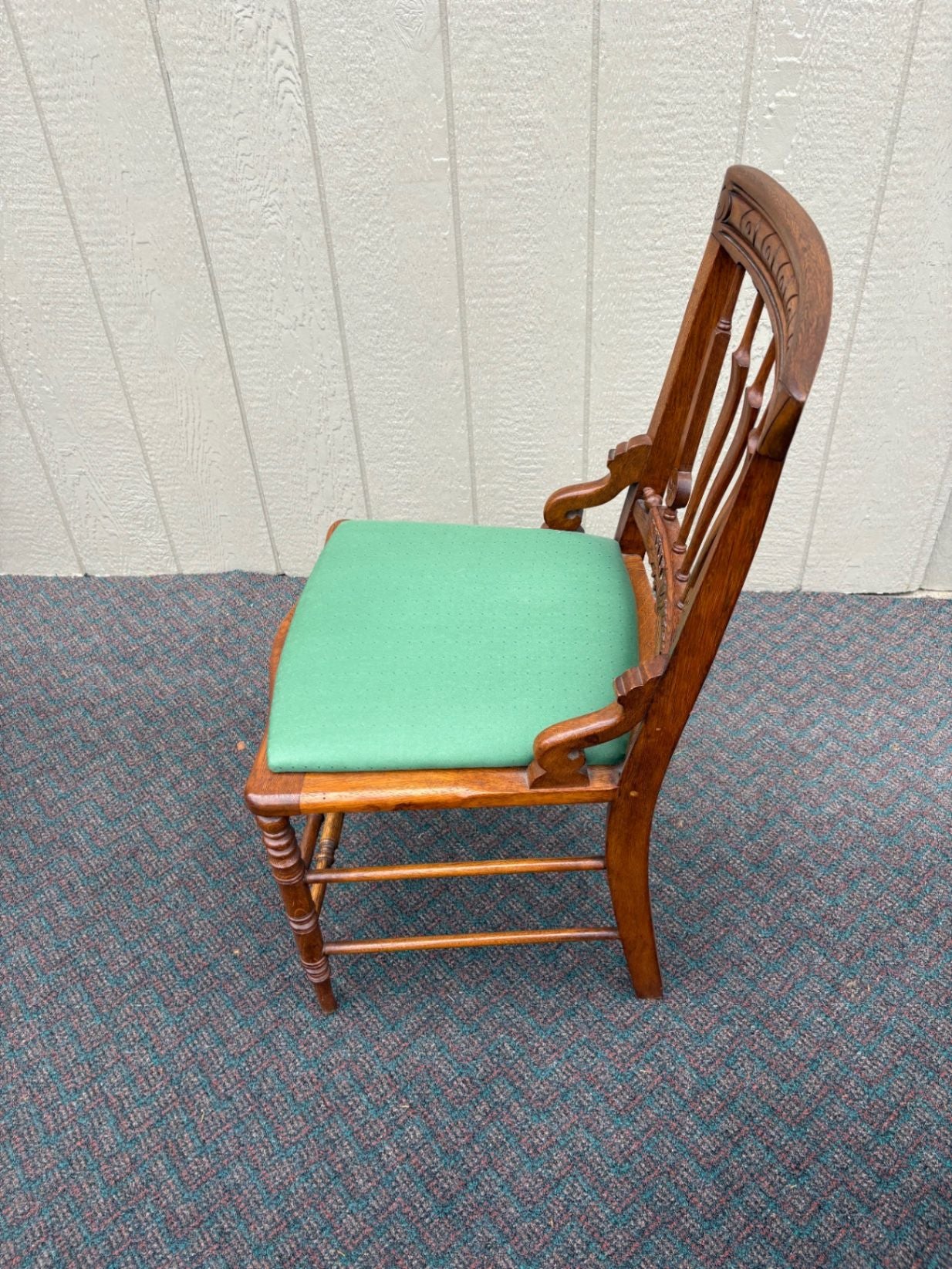 67628 Set of 4 Victorian Oak Dining Chairs with Carved Details