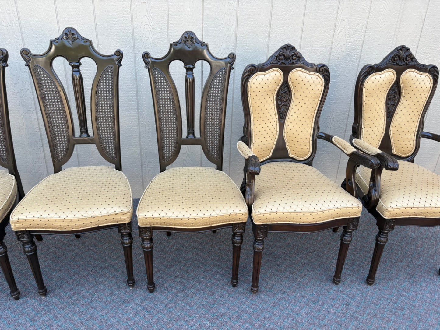 67853 Set of 6 Victorian Revival Dining Chairs with Carved Details