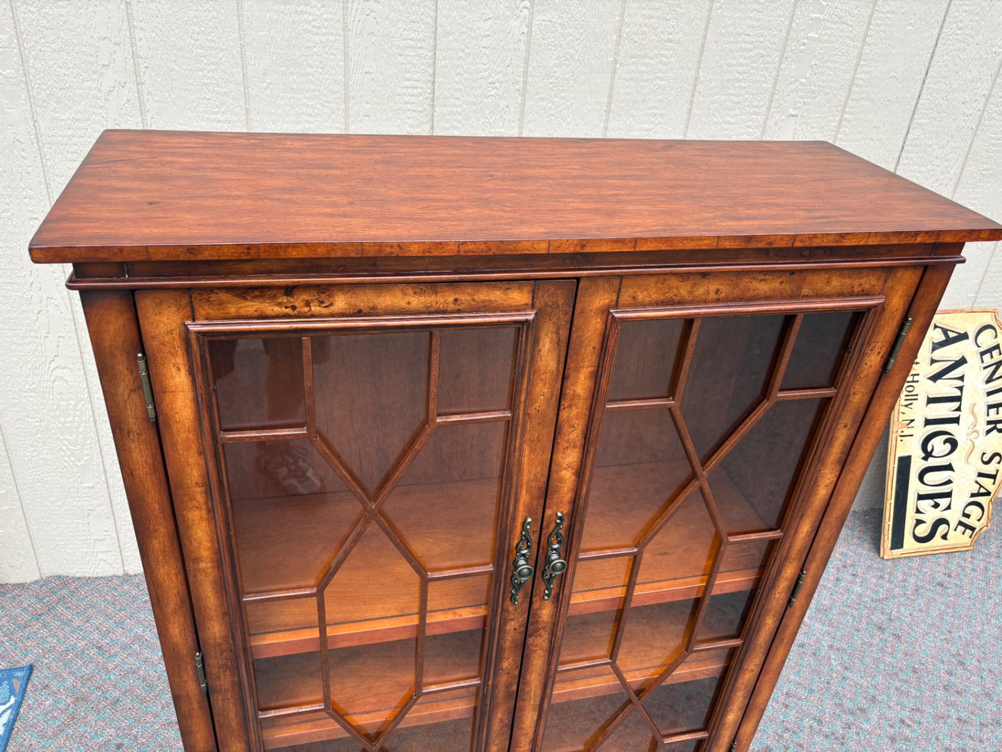 Vintage Two-Door Bookcase with Glass Paneled Doors