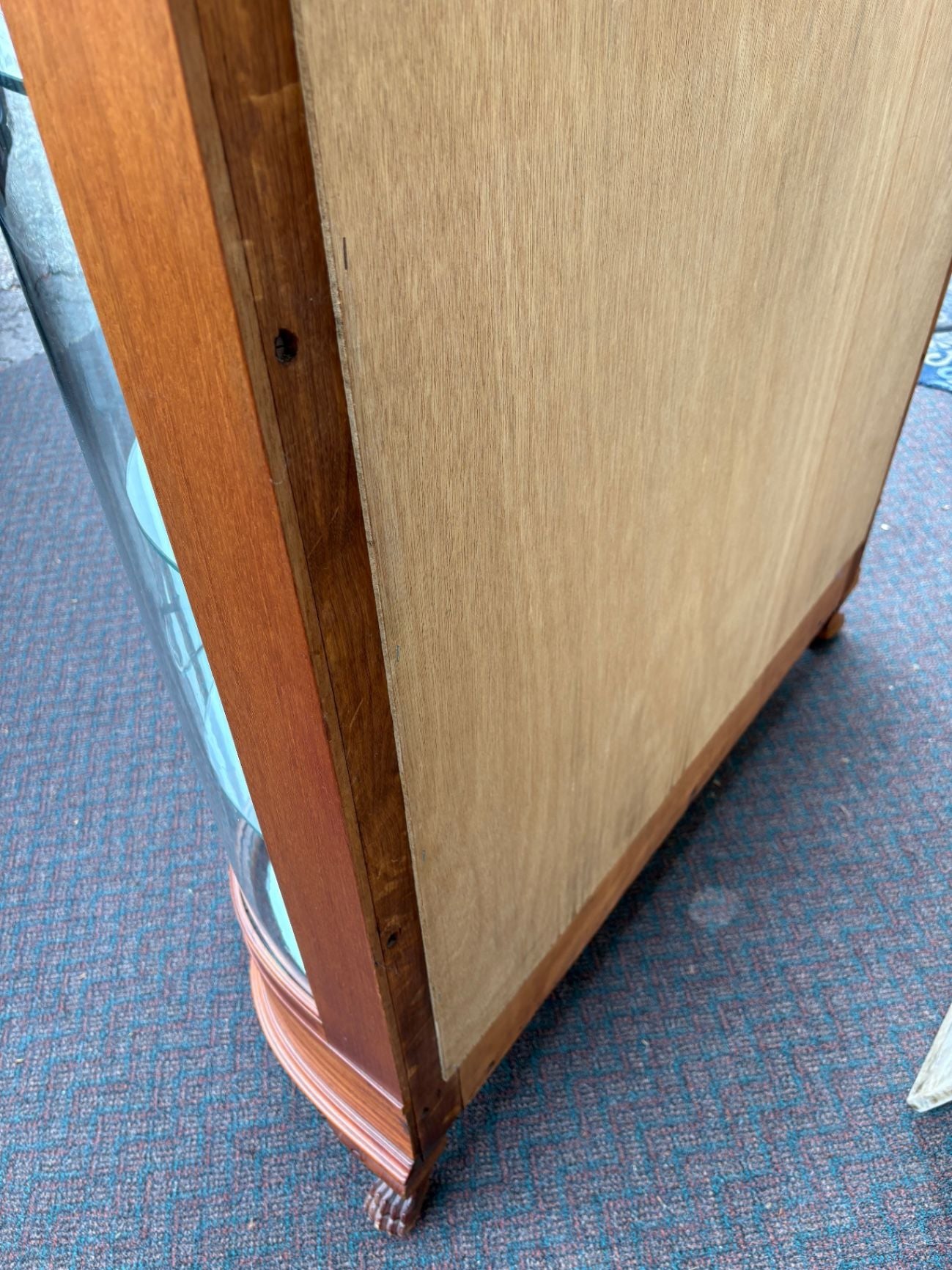 67624 Victorian Mahogany Bow Front Glass China Cabinet with Claw Feet
