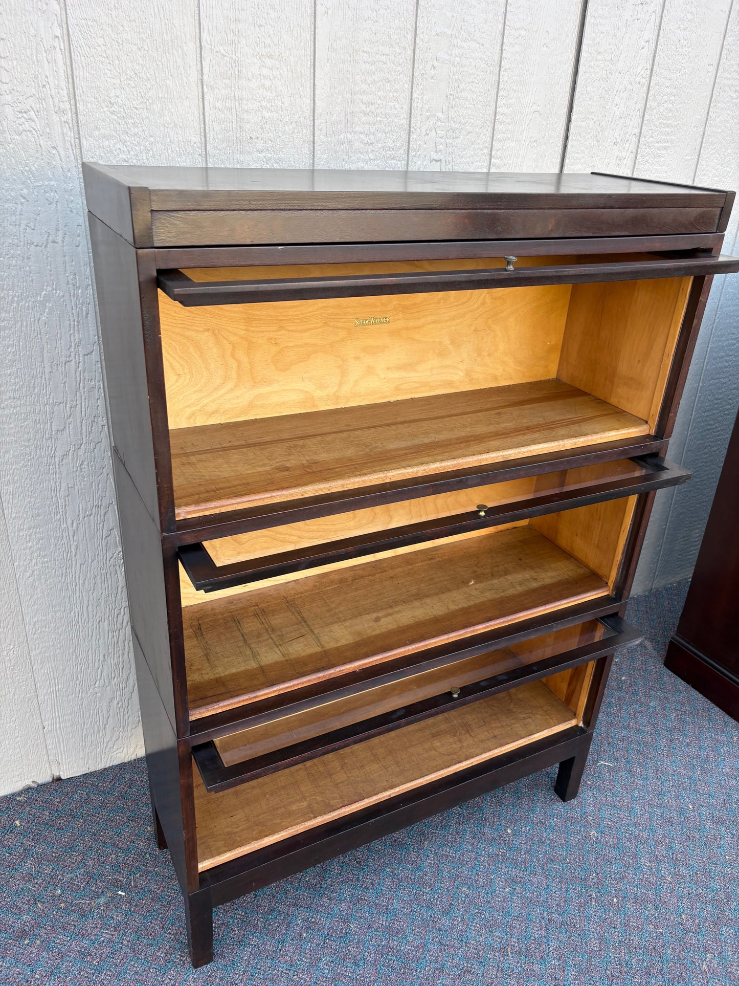 67598 Shaw Walker Three-Section Barrister Bookcase with Glass Doors