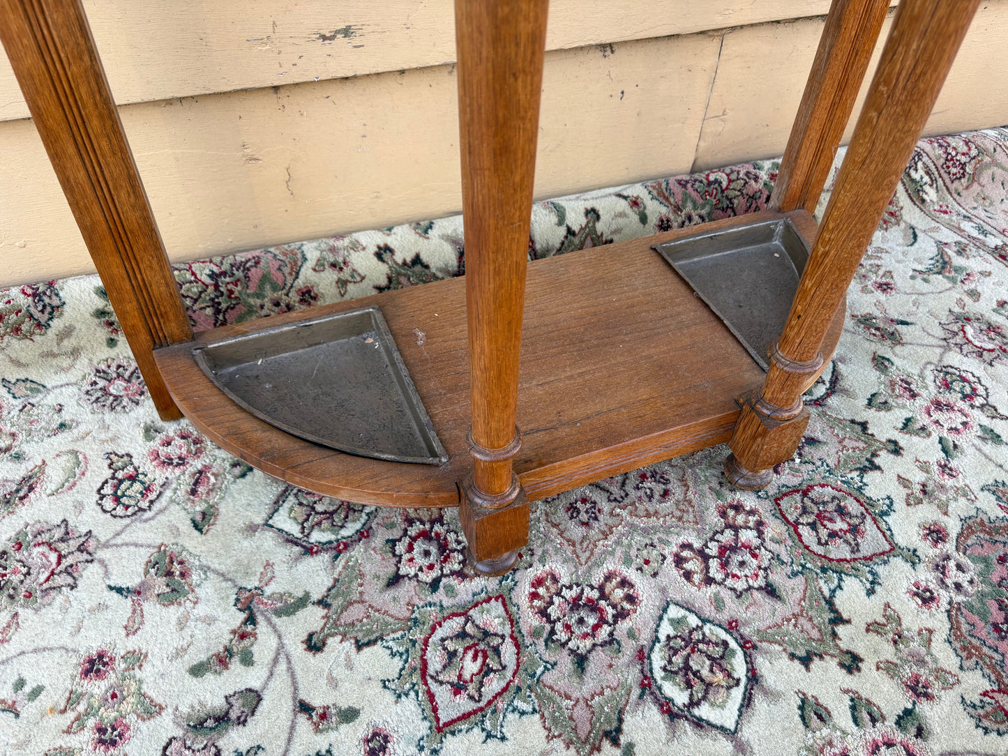 67781 Victorian Oak Hall Tree with Mirror and Marble Top Stand