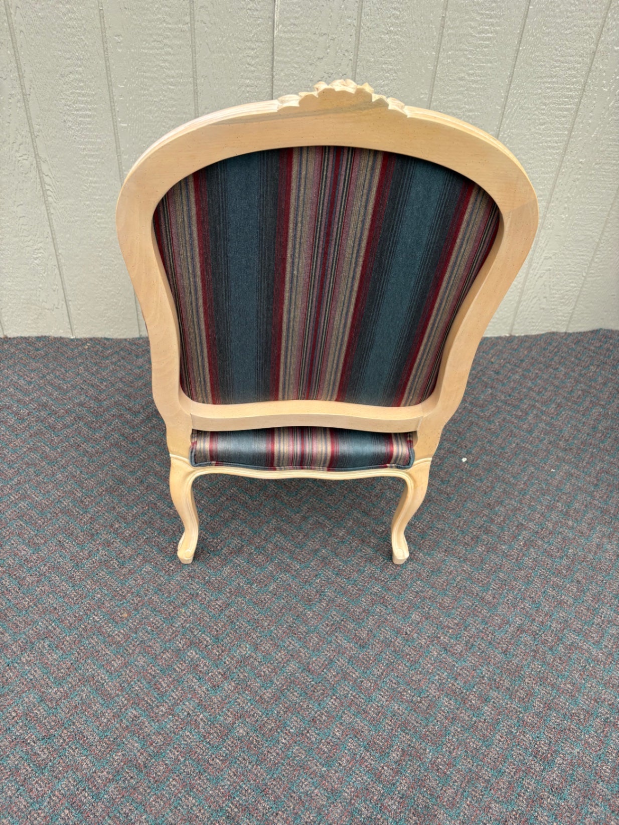 67763 Pair of Lane French Provincial Armchairs with Striped Upholstery