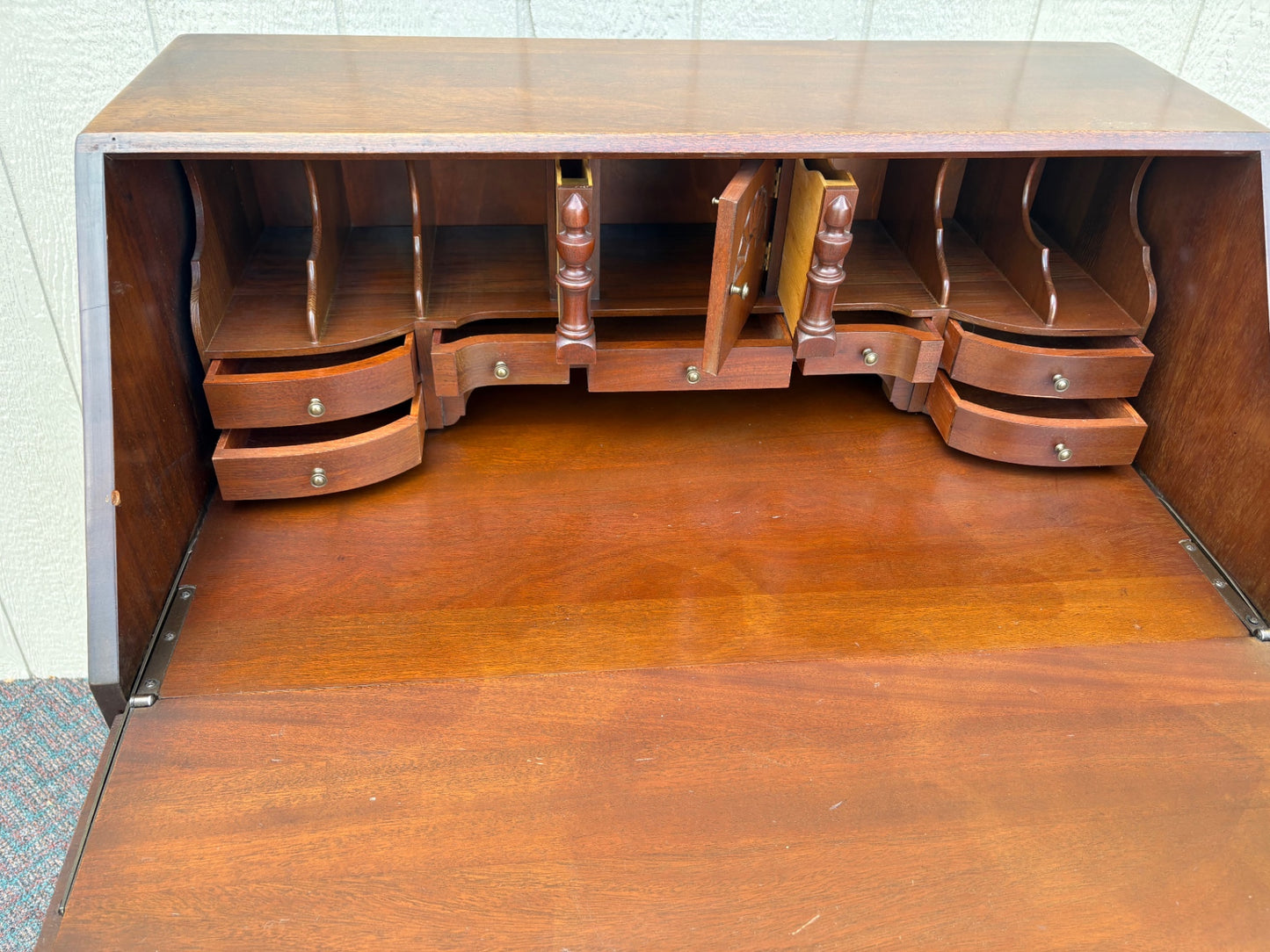 66895 Vintage Mahogany Block Front Desk by Hathaways with Claw Feet