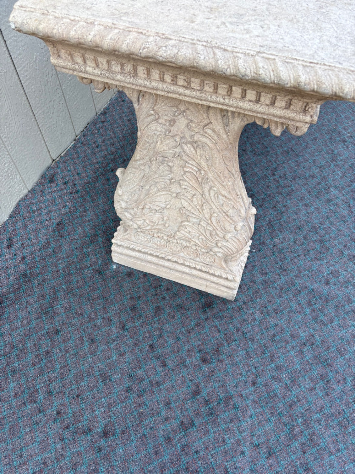 68079 Elegant Classical Cement Console Table with Ornate Ironwork