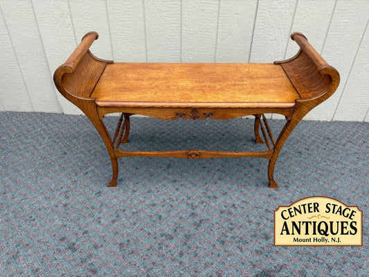 67946 Victorian Oak Window Bench with Carved Details