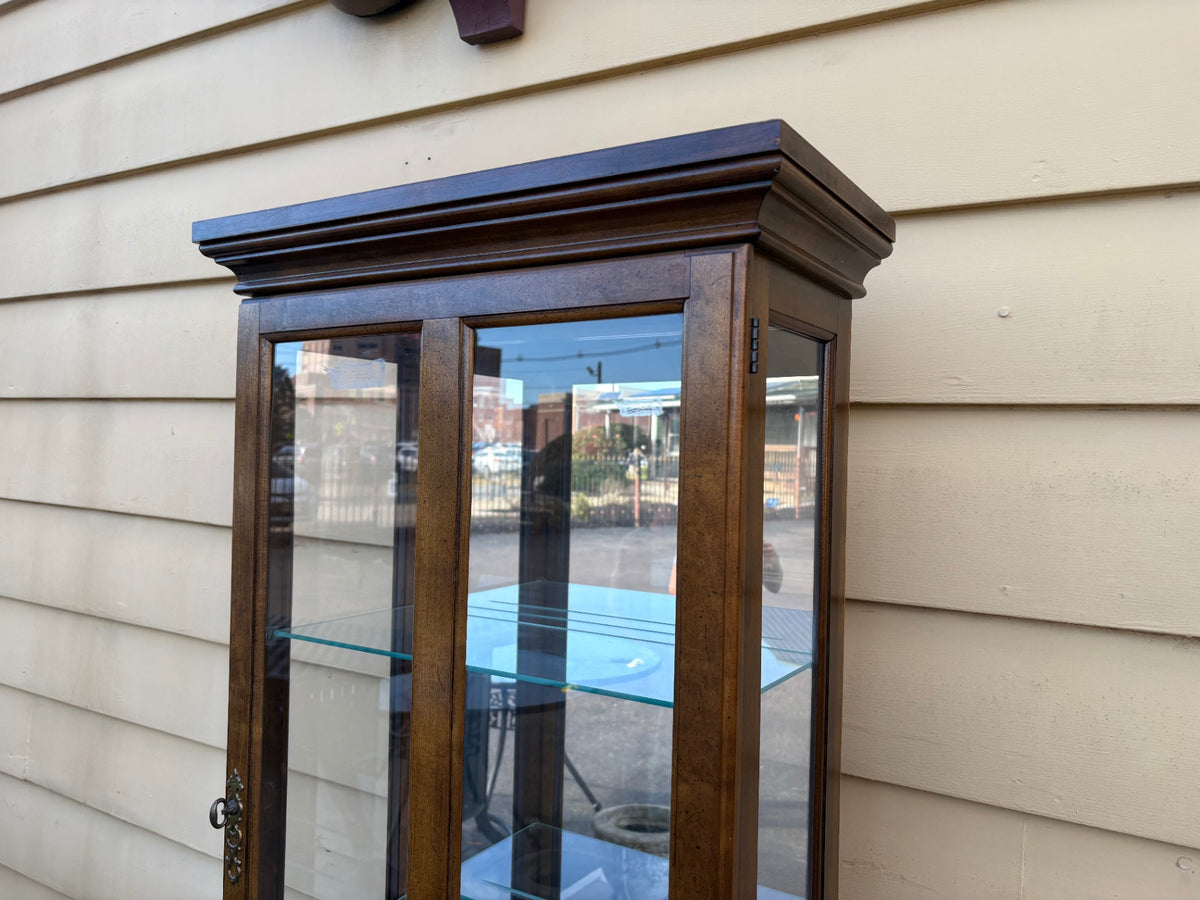 68204  Elegant Traditional Glass Curio Cabinet with Wood Frame