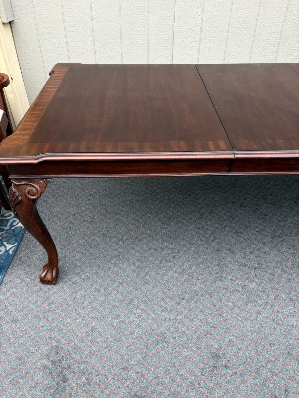 67877  Chippendale Style Dining Table with 8 Carved Chairs in Mahogany