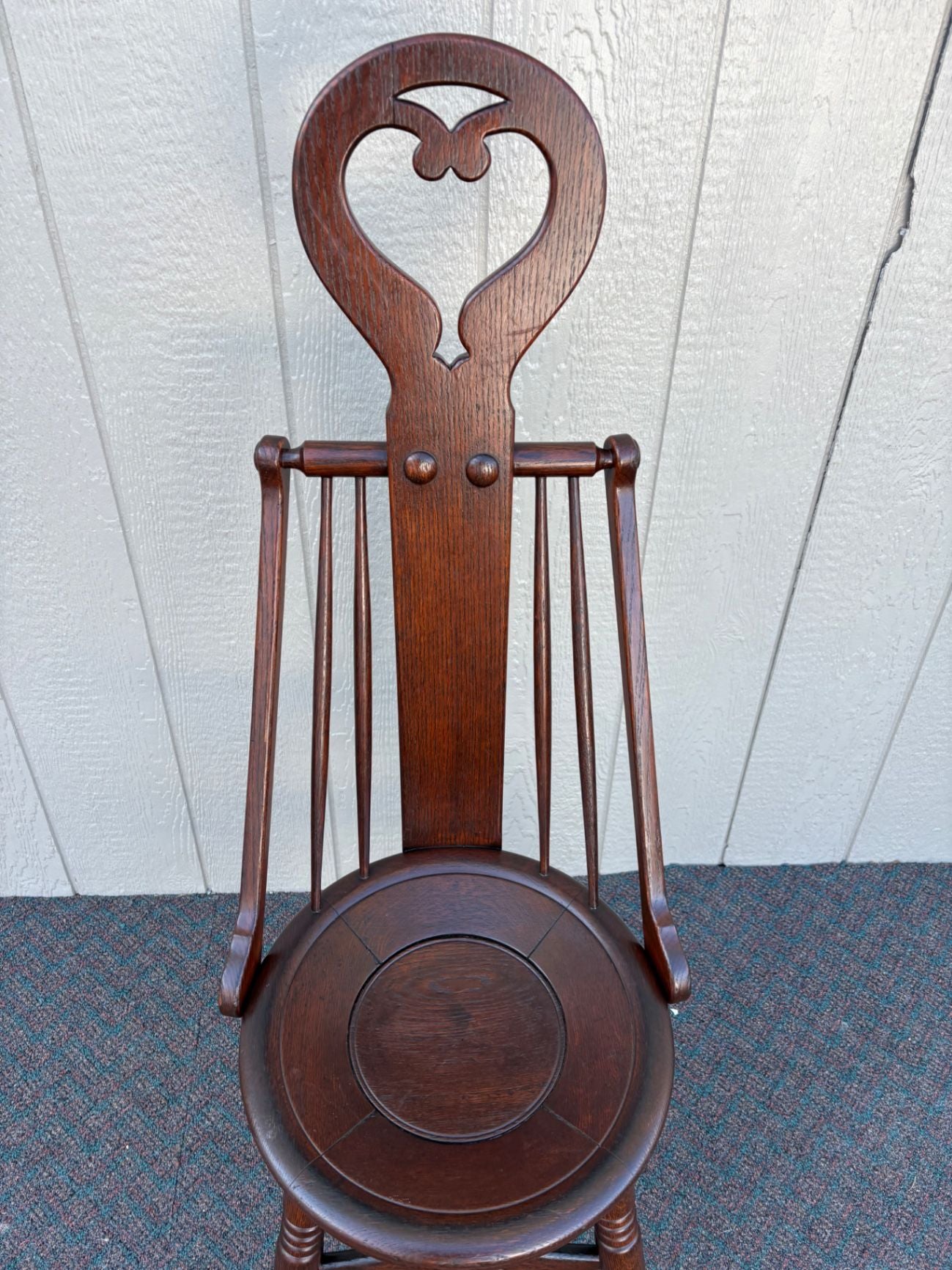 67412  Victorian Hunzinger Style Oak Side Chair with Heart Back