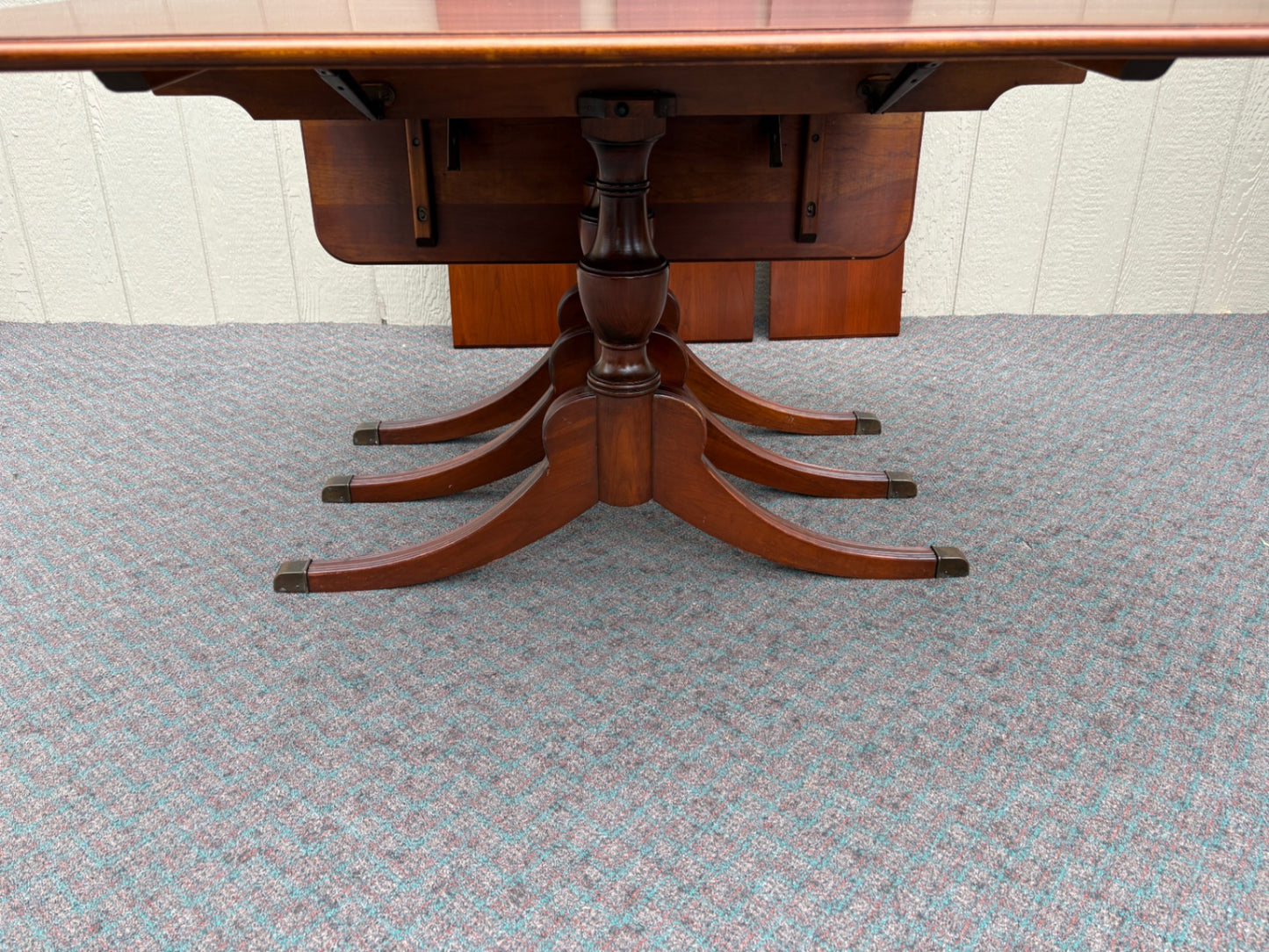 67867  Mid-century Solid Cherry Modern Drop Leaf Dining Table with Three Leaves