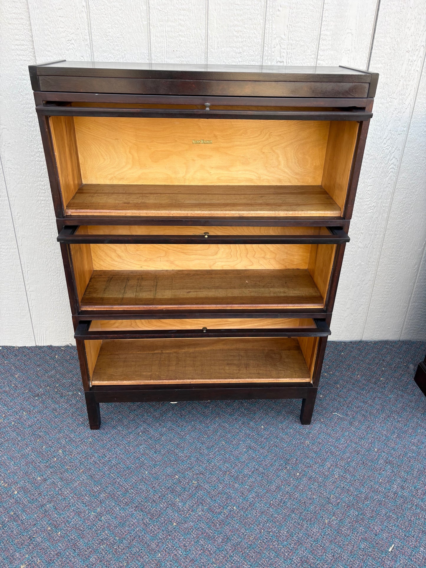 67598 Shaw Walker Three-Section Barrister Bookcase with Glass Doors