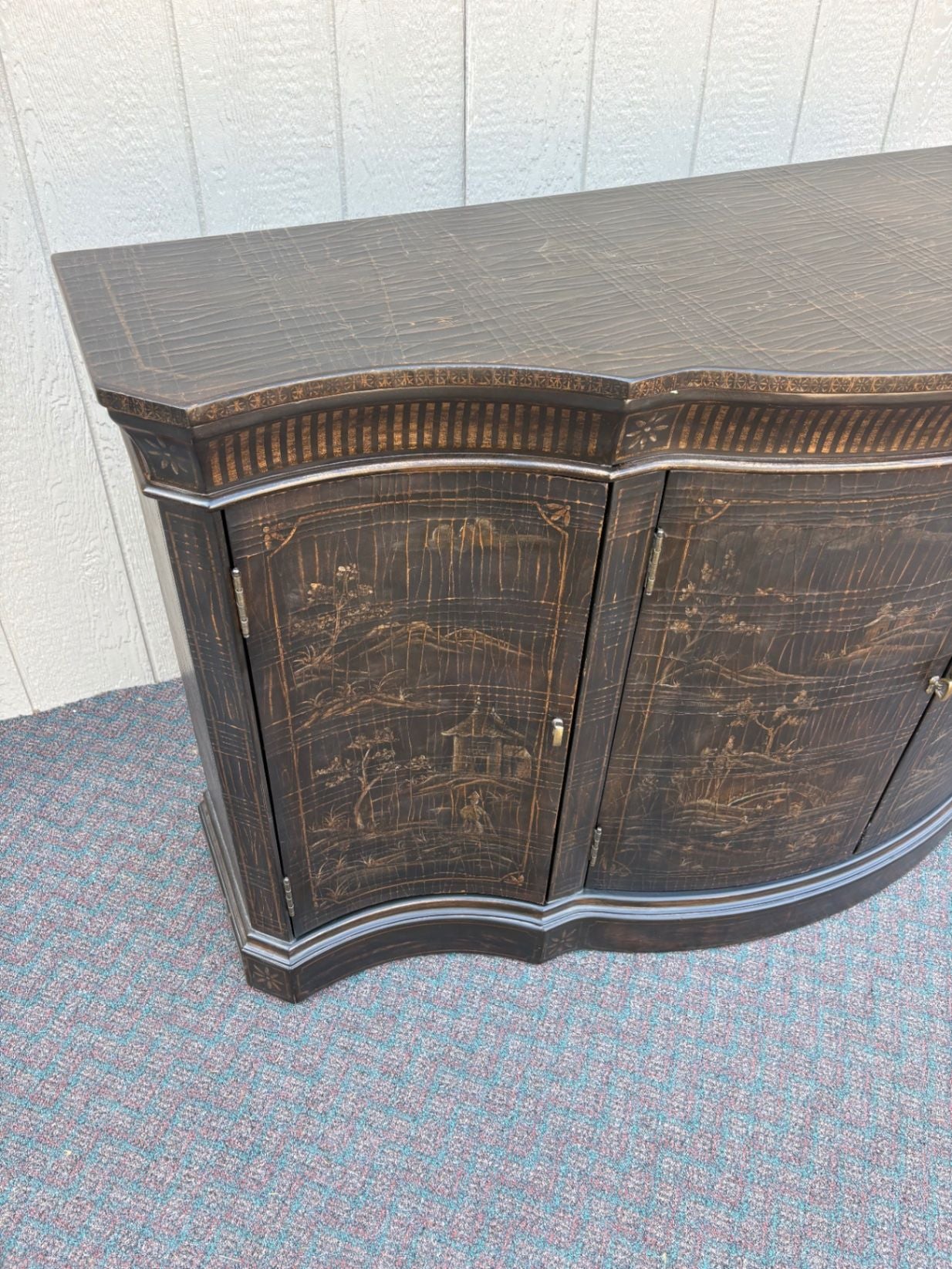 67647 Ethan Allen Asian-Inspired Sideboard Cabinet with Intricate Detailing